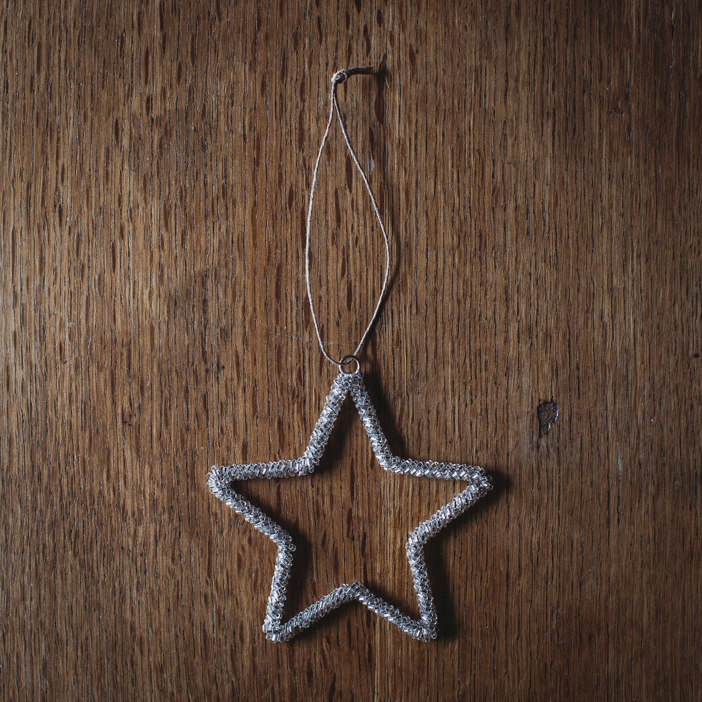 Second Smallest Silver Glass Beaded Star Decoration