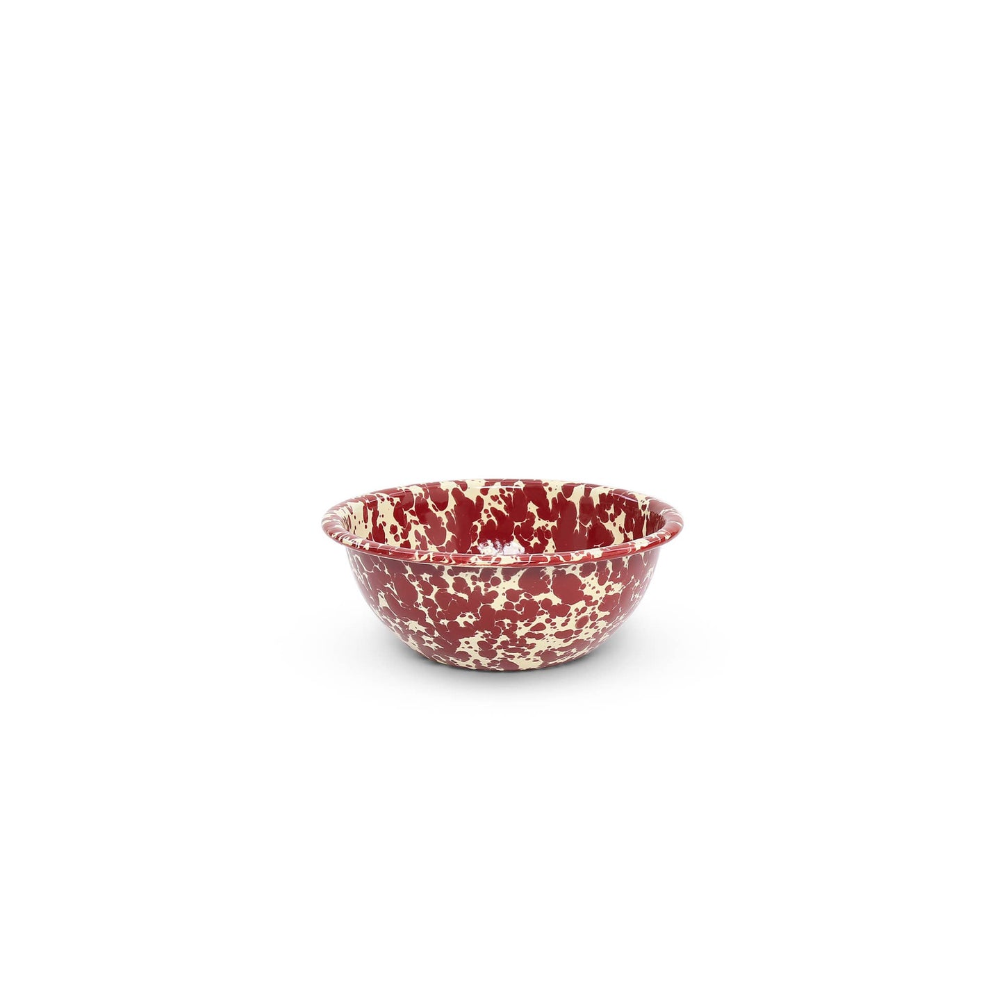 Splatter Enamelware 20 oz Cereal Bowl: Burgundy & Cream Splatter