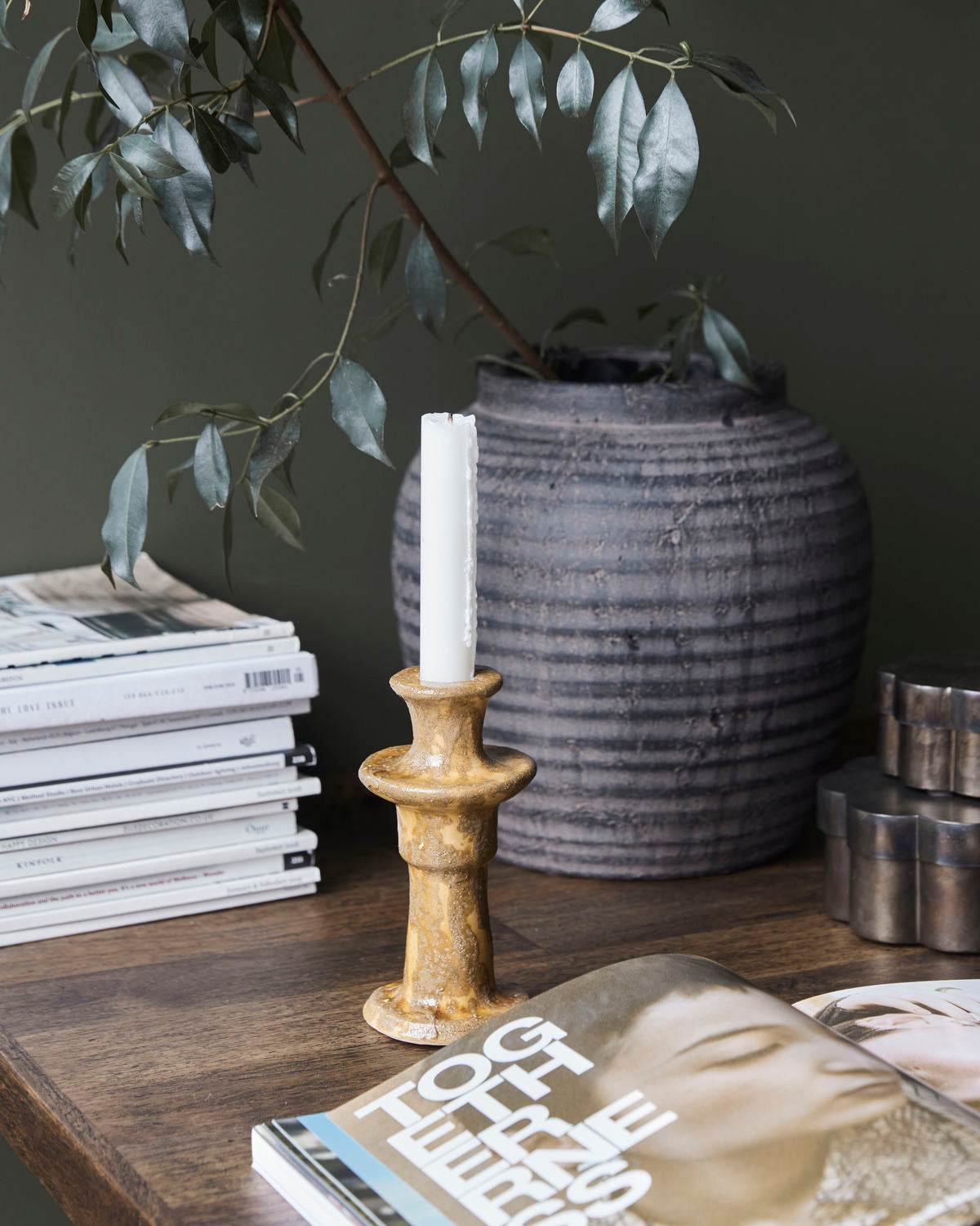 'Raag' candle holder by House doctor - yellow
