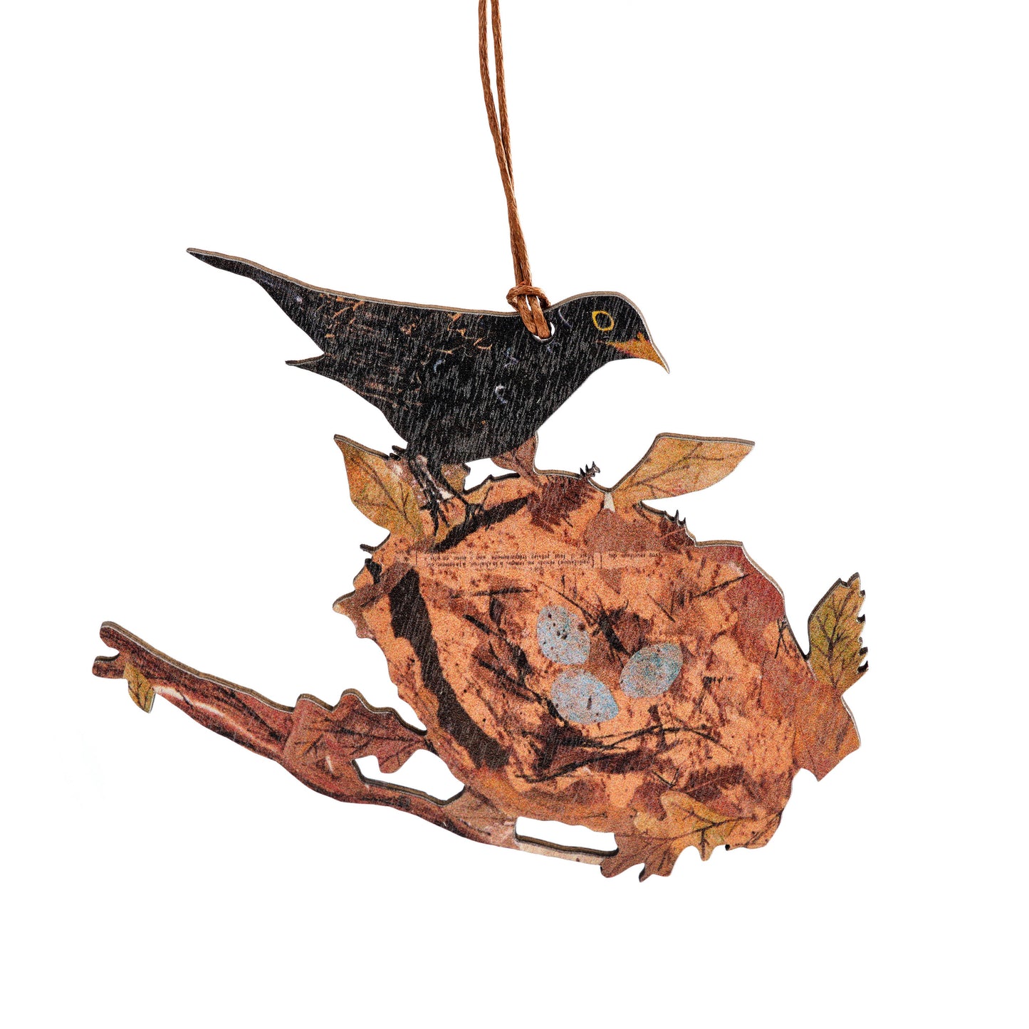 Blackbird nest birch plywood decoration