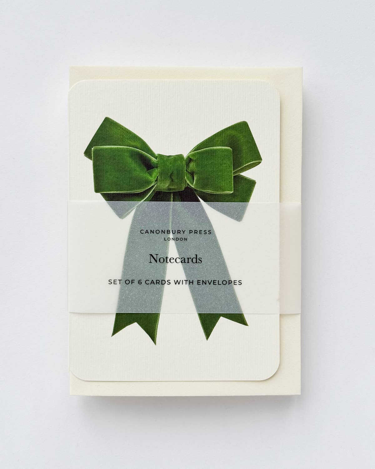 Green Velvet Bow Greeting Card: Individual