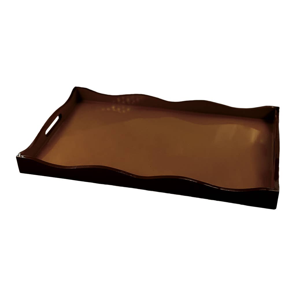 Brown rectangular wavy tray L52 D32 H4cm