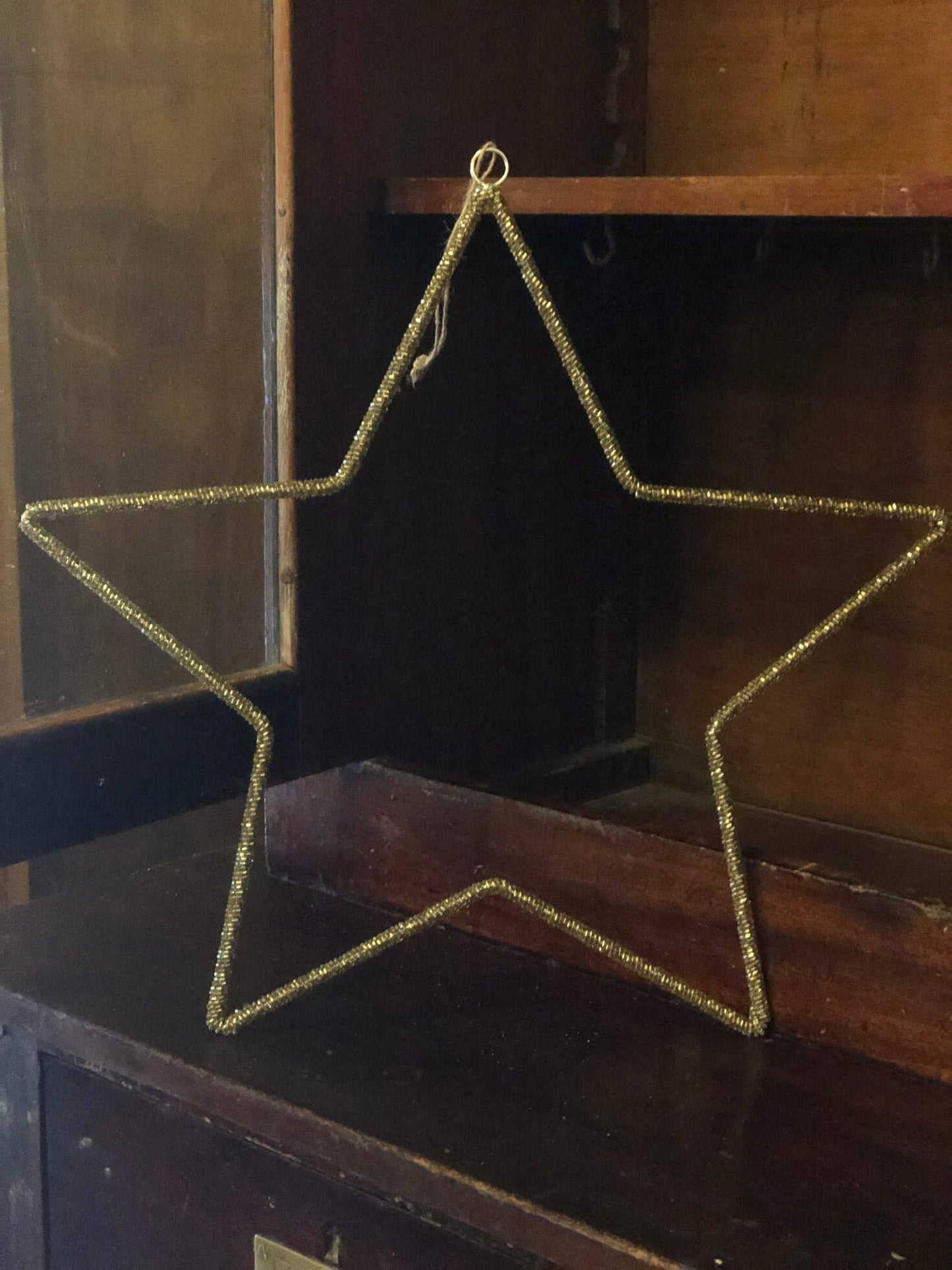 Antique Gold Glass Beaded Large Star
