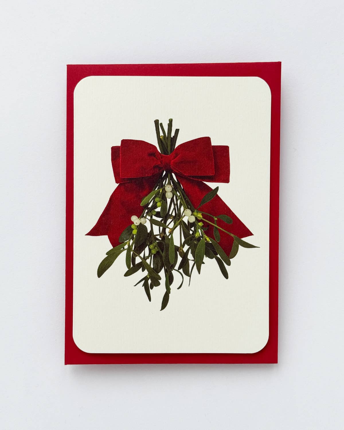 Mistletoe Bow Christmas Greeting Card: Individual