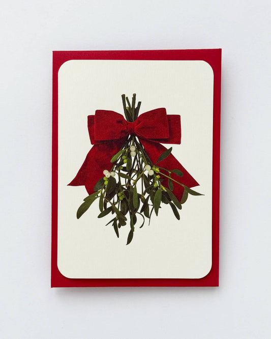 Mistletoe Bow Christmas Greeting Card: Individual