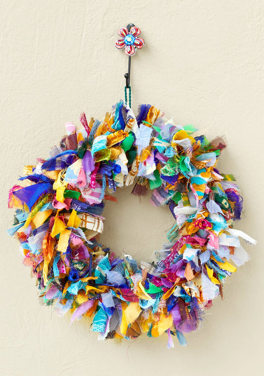 Recycled Sari Wreath - Multicoloured