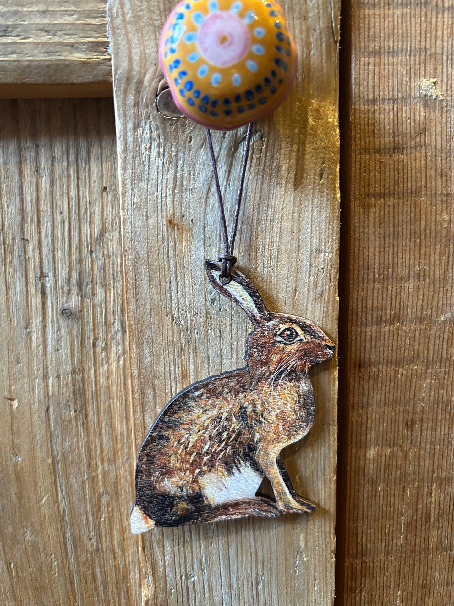 Sitting Brown Hare birch plywood decoration