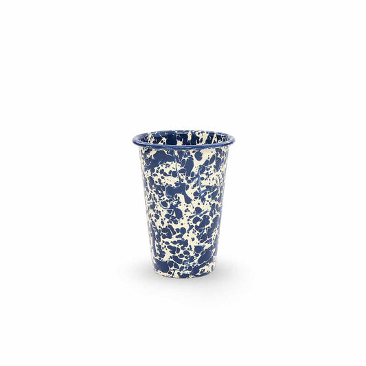 Splatter Enamelware 14 oz Tumbler: Navy & Cream Splatter