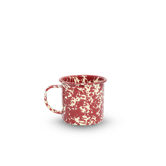 Splatter Enamelware 12 oz Mug: Burgundy & Cream Splatter