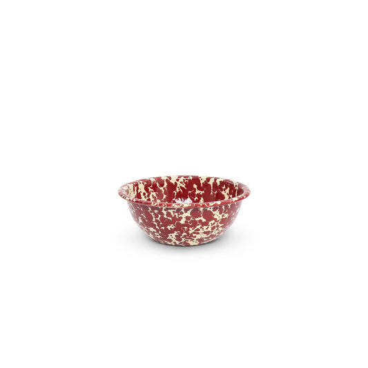 Splatter Enamelware 20 oz Cereal Bowl: Burgundy & Cream Splatter