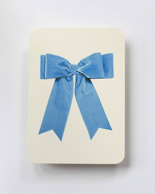 Baby Blue Velvet Bow Greeting Card: Individual