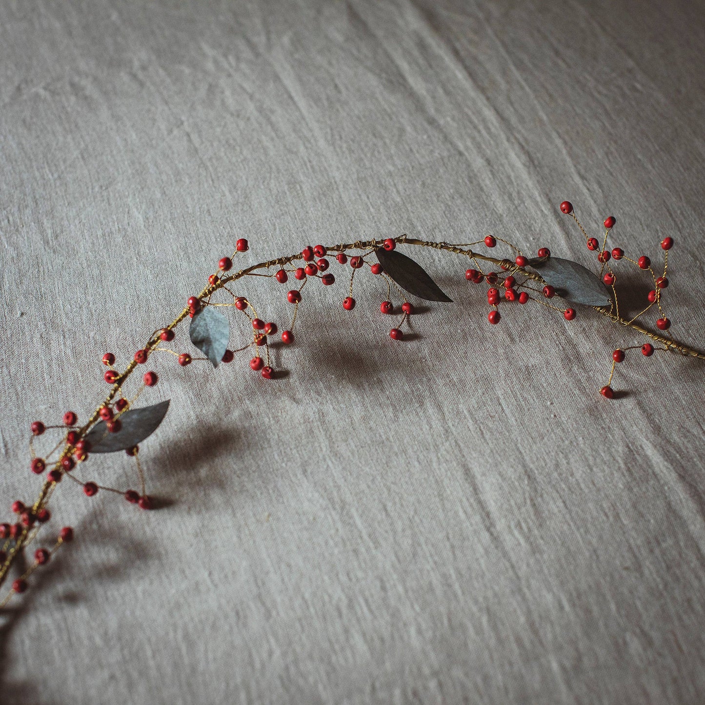 Brass Christmas Red Berry Garland