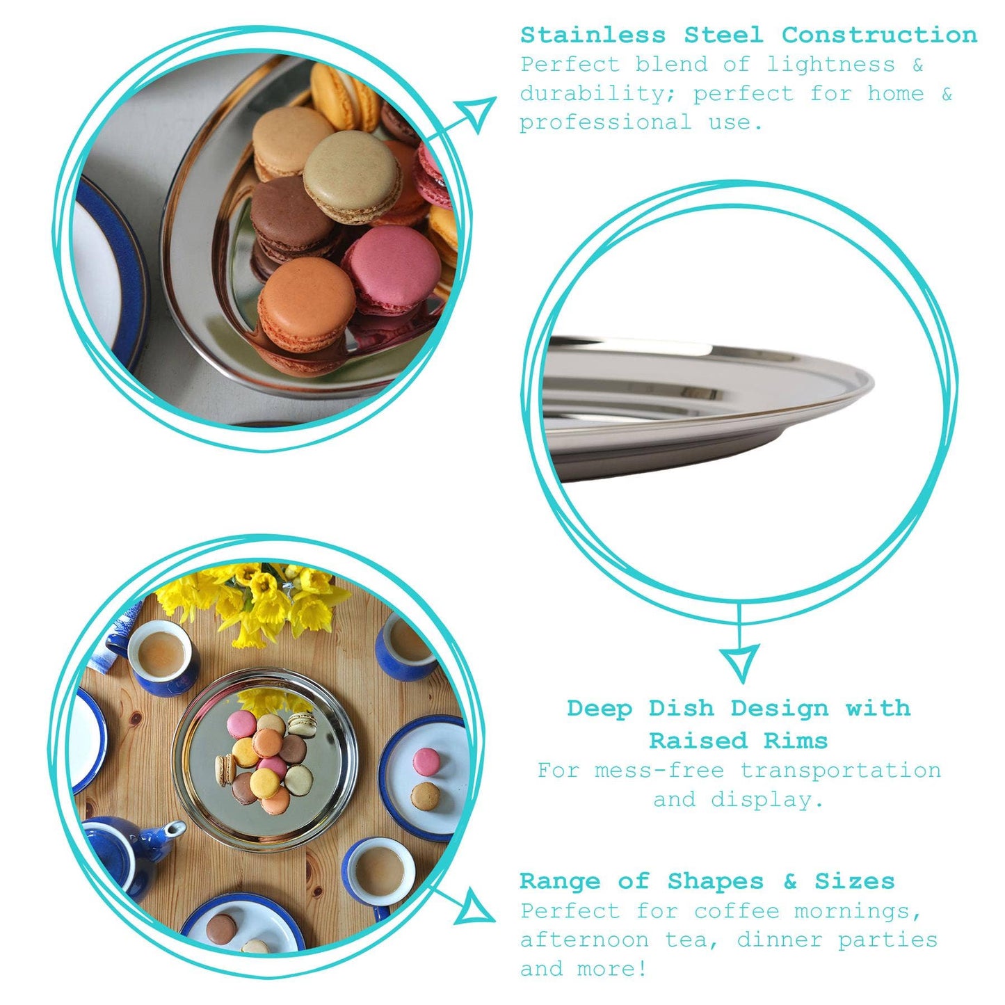 25cm x 17cm Oval Stainless Steel Serving Platter - By Argon Tableware