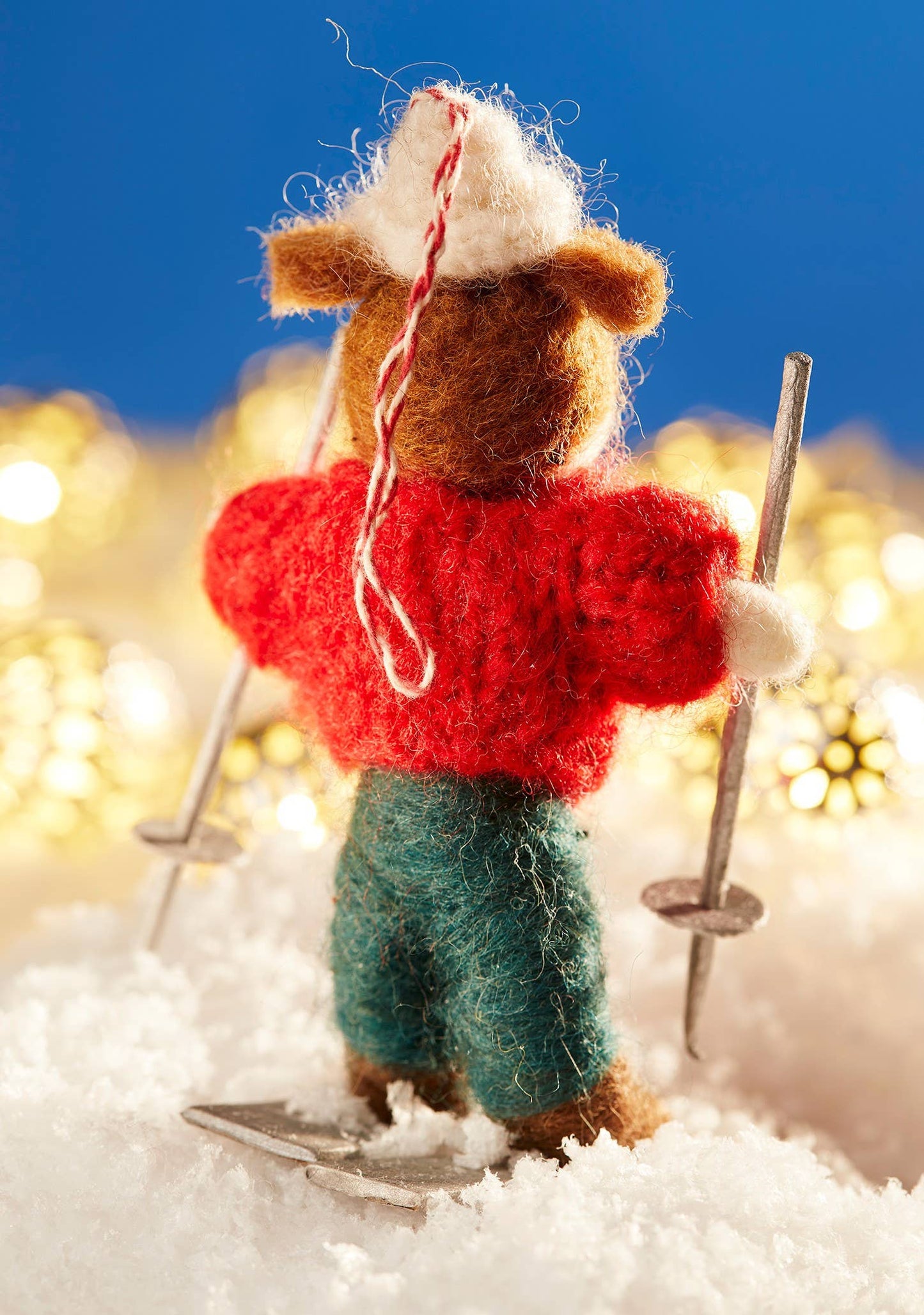 Felt Skiing Brown Bear In Jumper