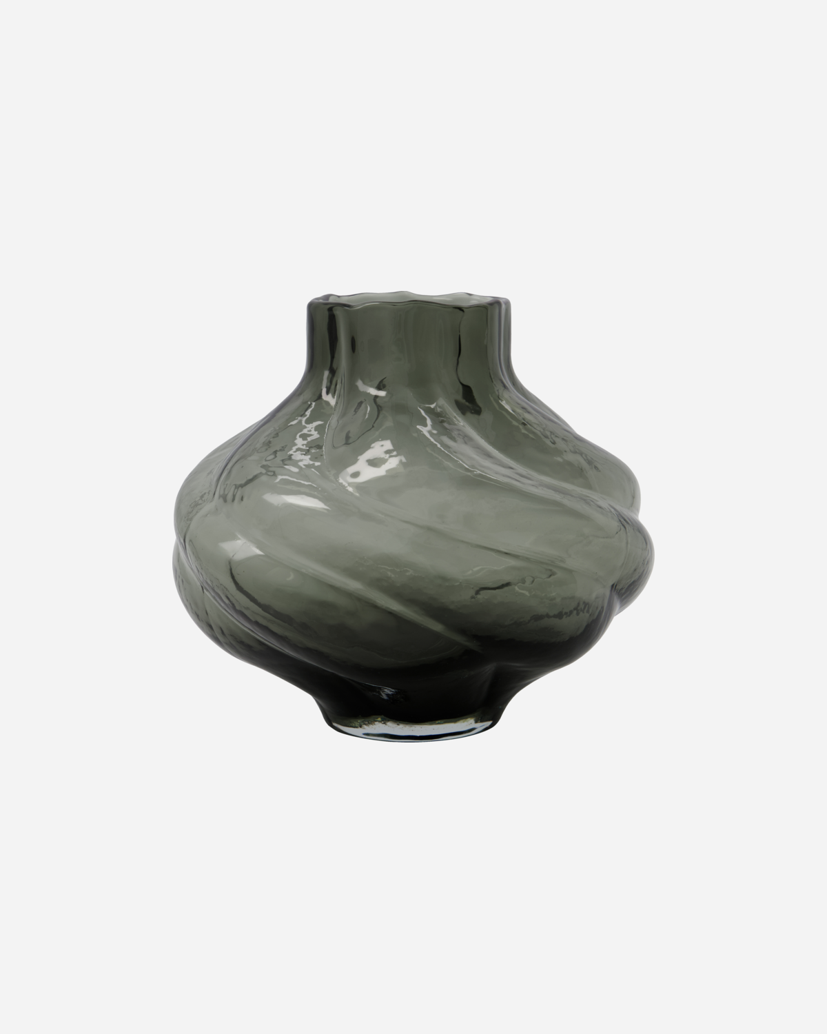 'Turn' twisted vase - smoked grey - by House Doctor