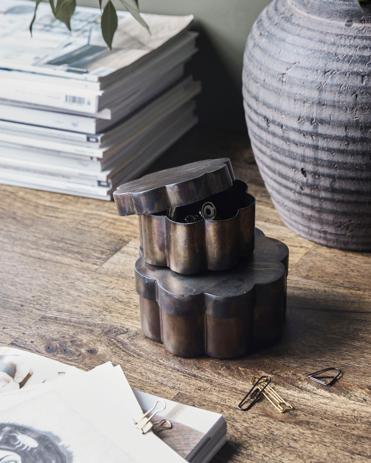 'Floda' storage boxes - set of 2 - antique brown - by house doctor