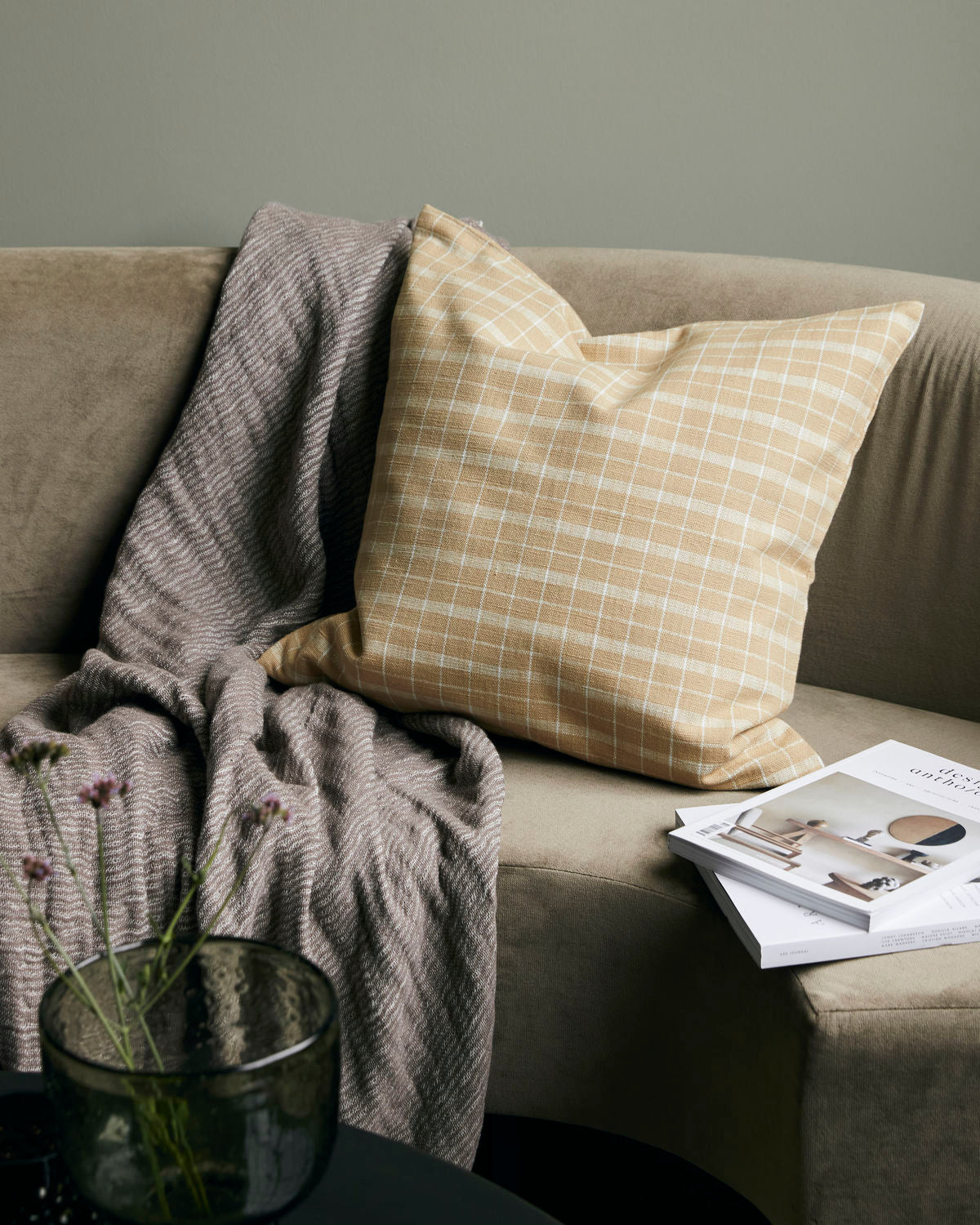 House Doctor 'Thame' cushion cover only - Yellow check