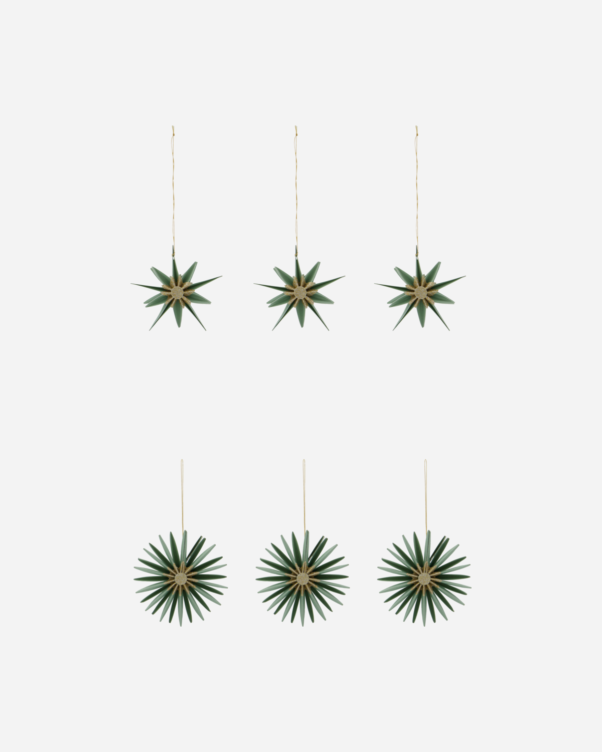 Set of 6 Christmas ornaments 'Stari' by House Doctor - Green & Champagne