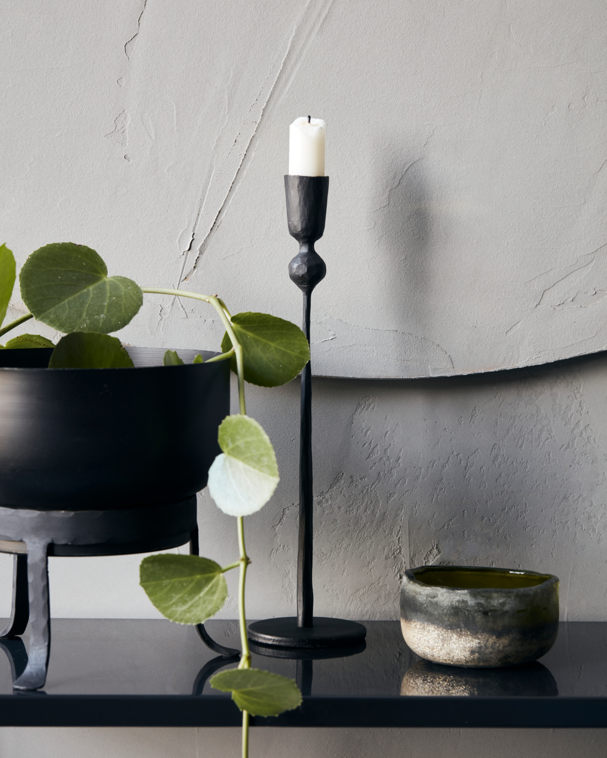 Large Candle stand 'Trivo' by House Doctor - Black