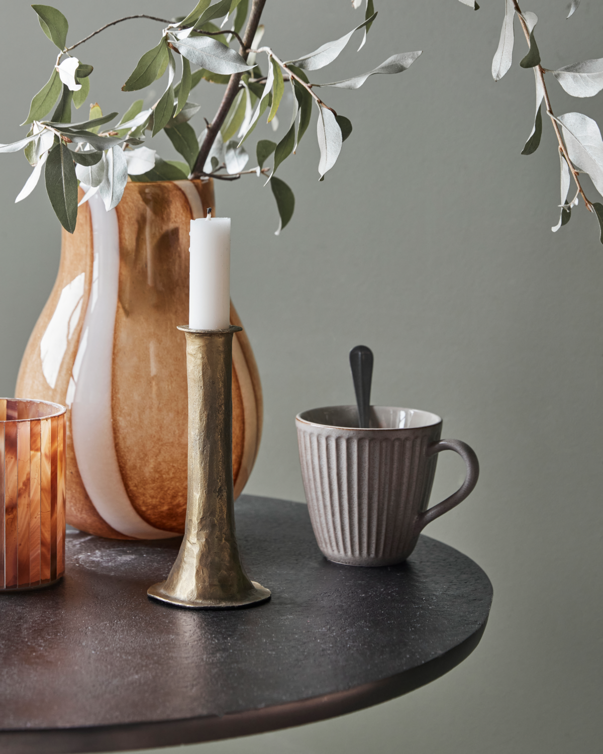 Large Candle holder 'Ticca' by House Doctor - Antique gold