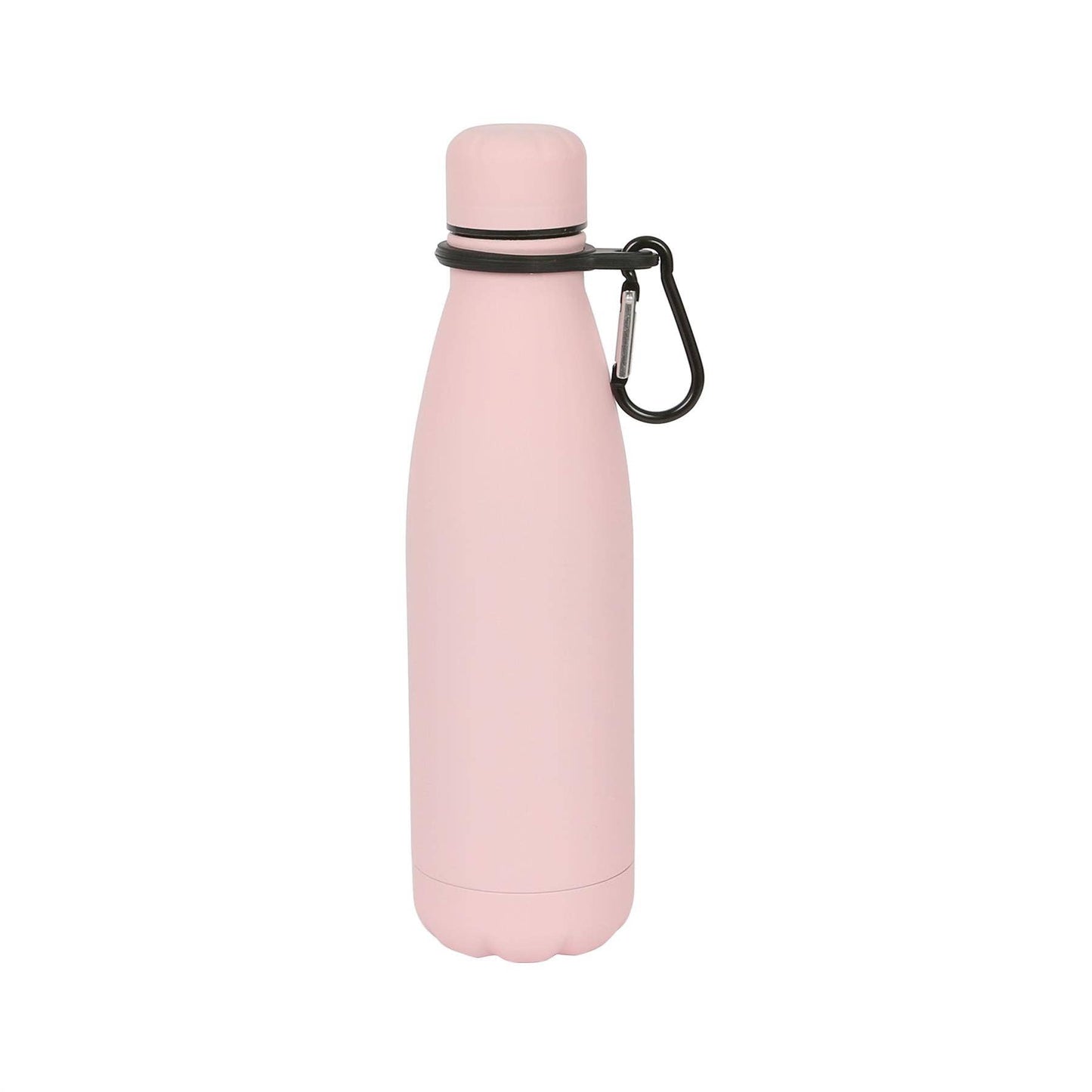 Stainless Steel Water Bottle with Carabiner Clip - 500ml: Matt Black