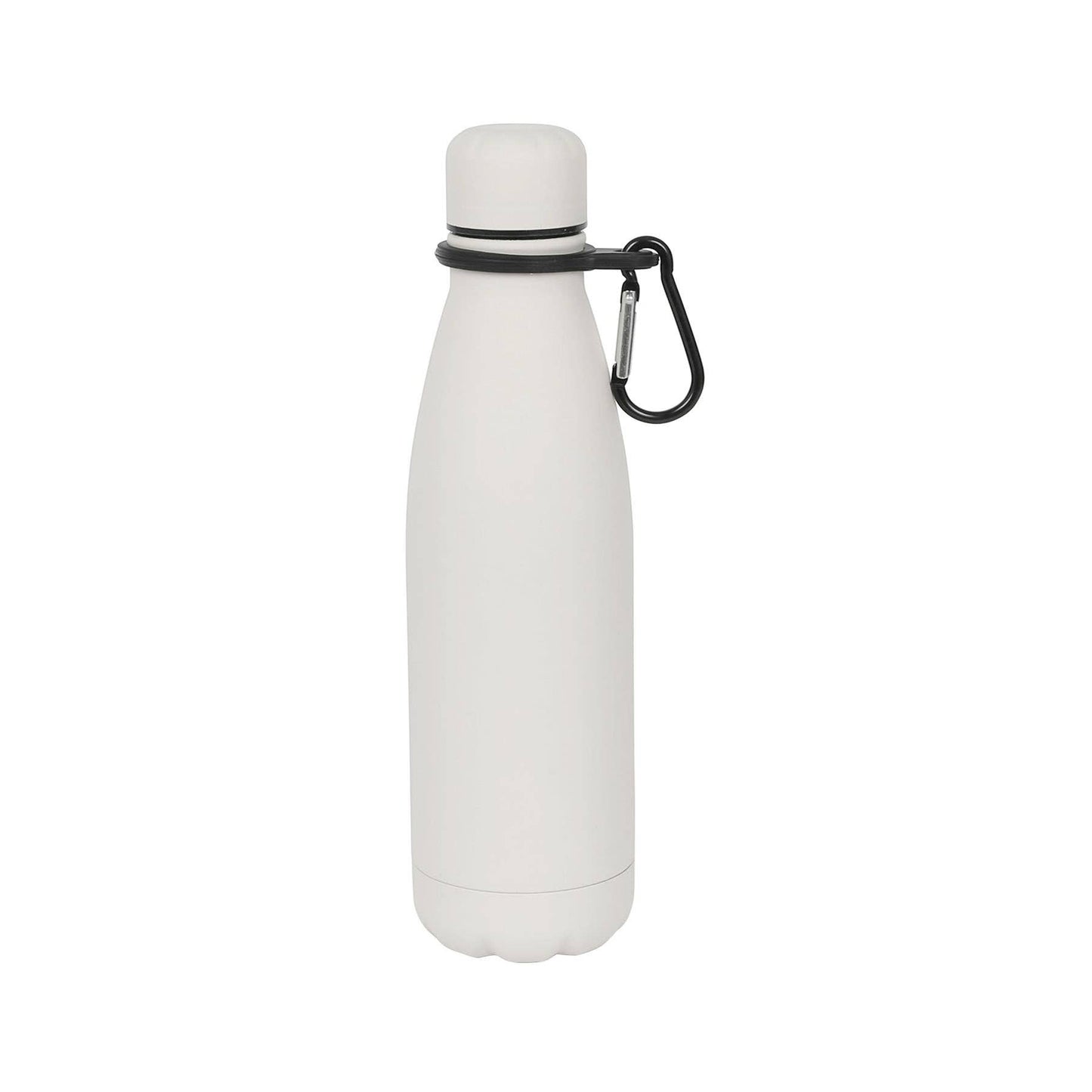 Stainless Steel Water Bottle with Carabiner Clip - 500ml: Matt White