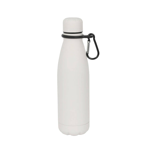 Stainless Steel Water Bottle with Carabiner Clip - 500ml: Matt White