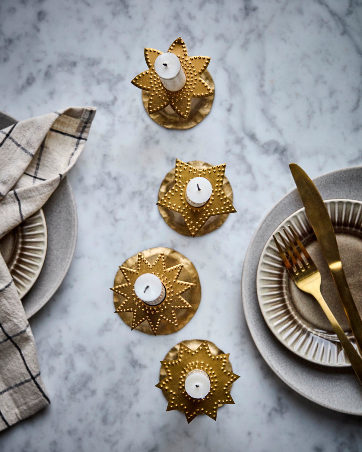 Candle Rings by House Doctor - Antique brass finish - set of 4