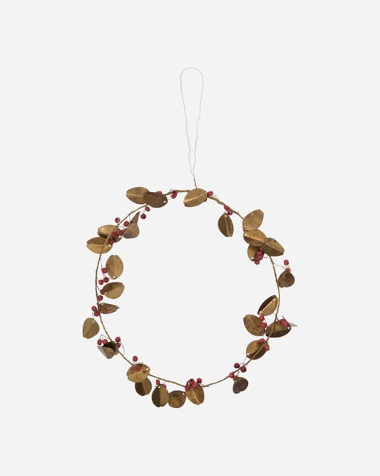 beaded brass wreath 'Auric' by House Doctor