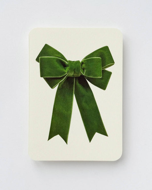 Green Velvet Bow Greeting Card: Individual
