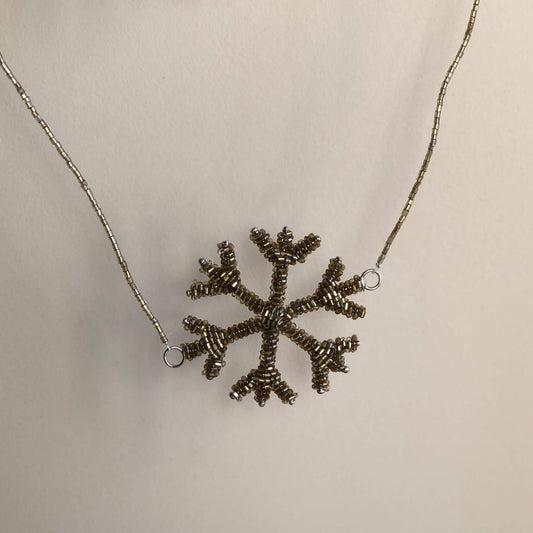 Antique Gold Glass Beaded Snowflake Garland 2