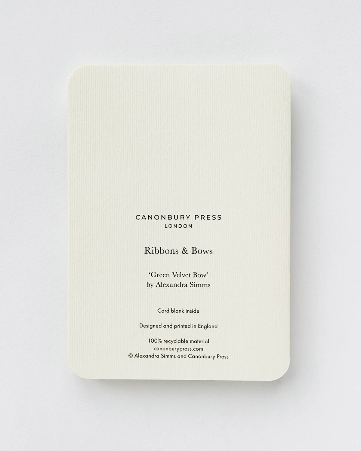 Green Velvet Bow Greeting Card: Individual