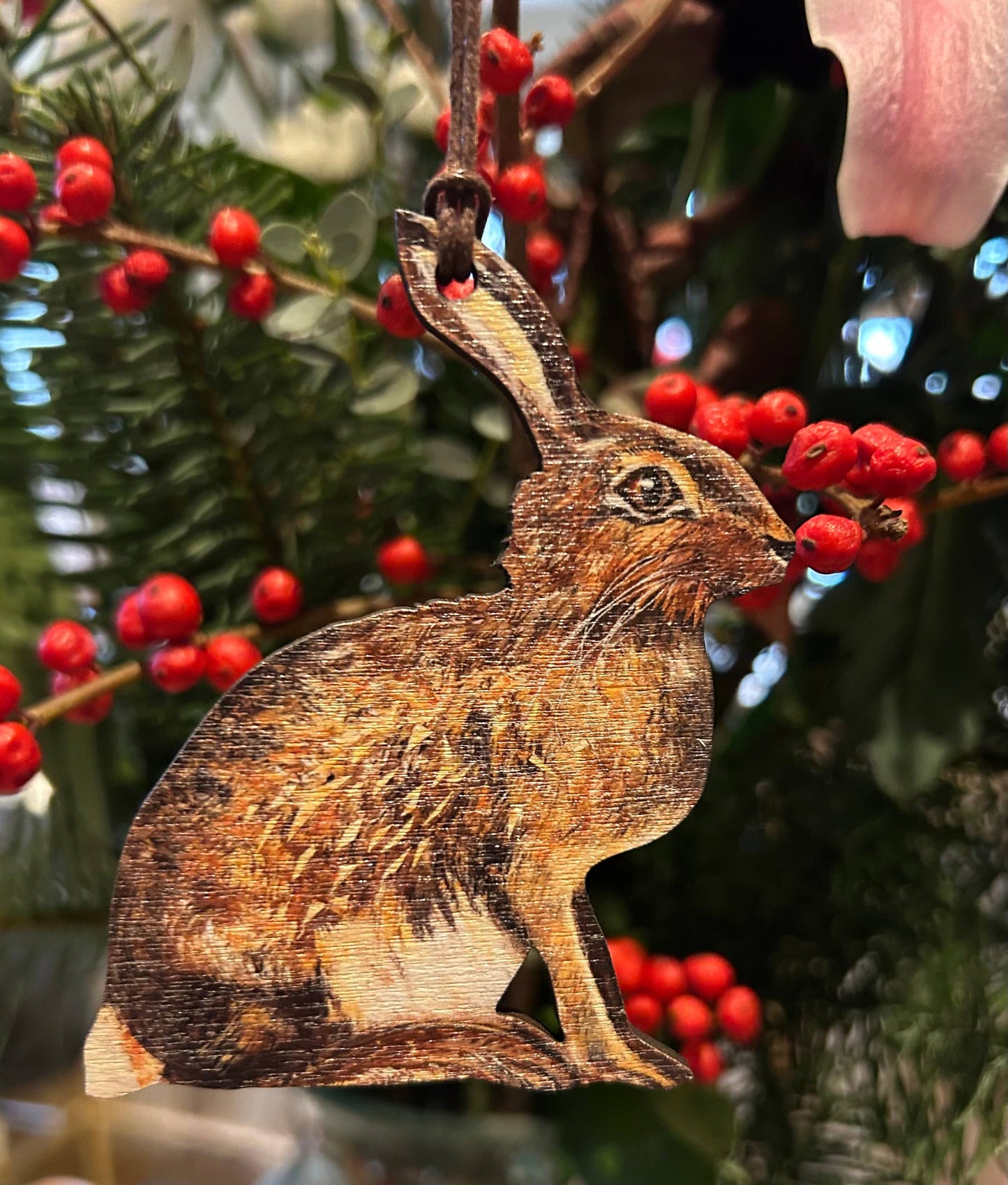 Sitting Brown Hare birch plywood decoration