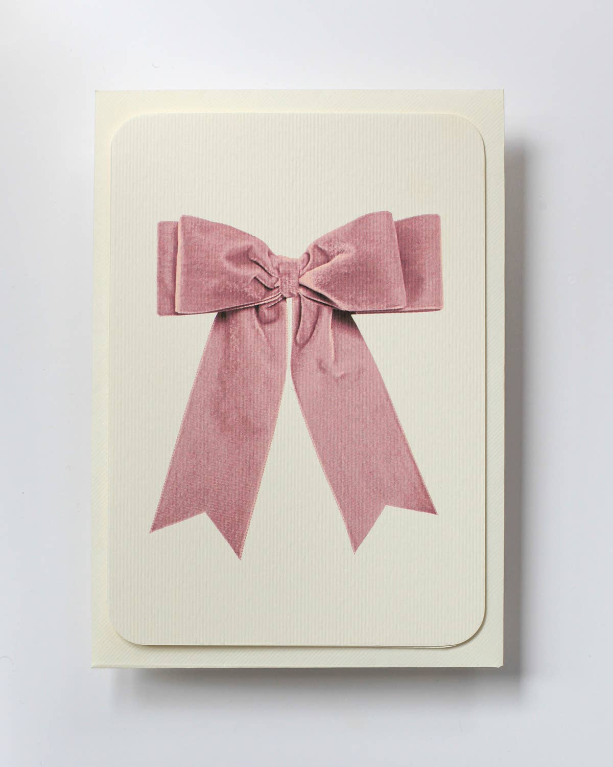 Baby Pink Velvet Bow Greeting Card: Individual