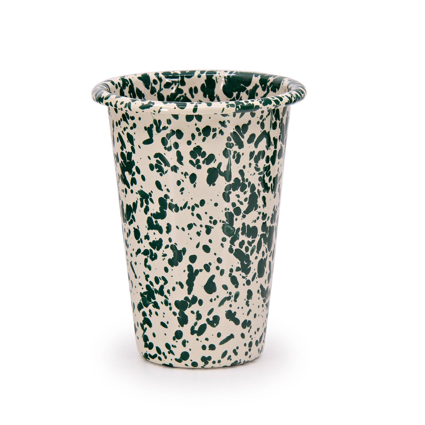 Splatter Enamelware 14 oz Tumbler: Green & Cream Splatter