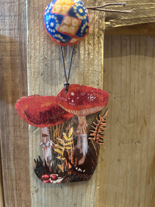 Toadstools birch plywood decoration 
