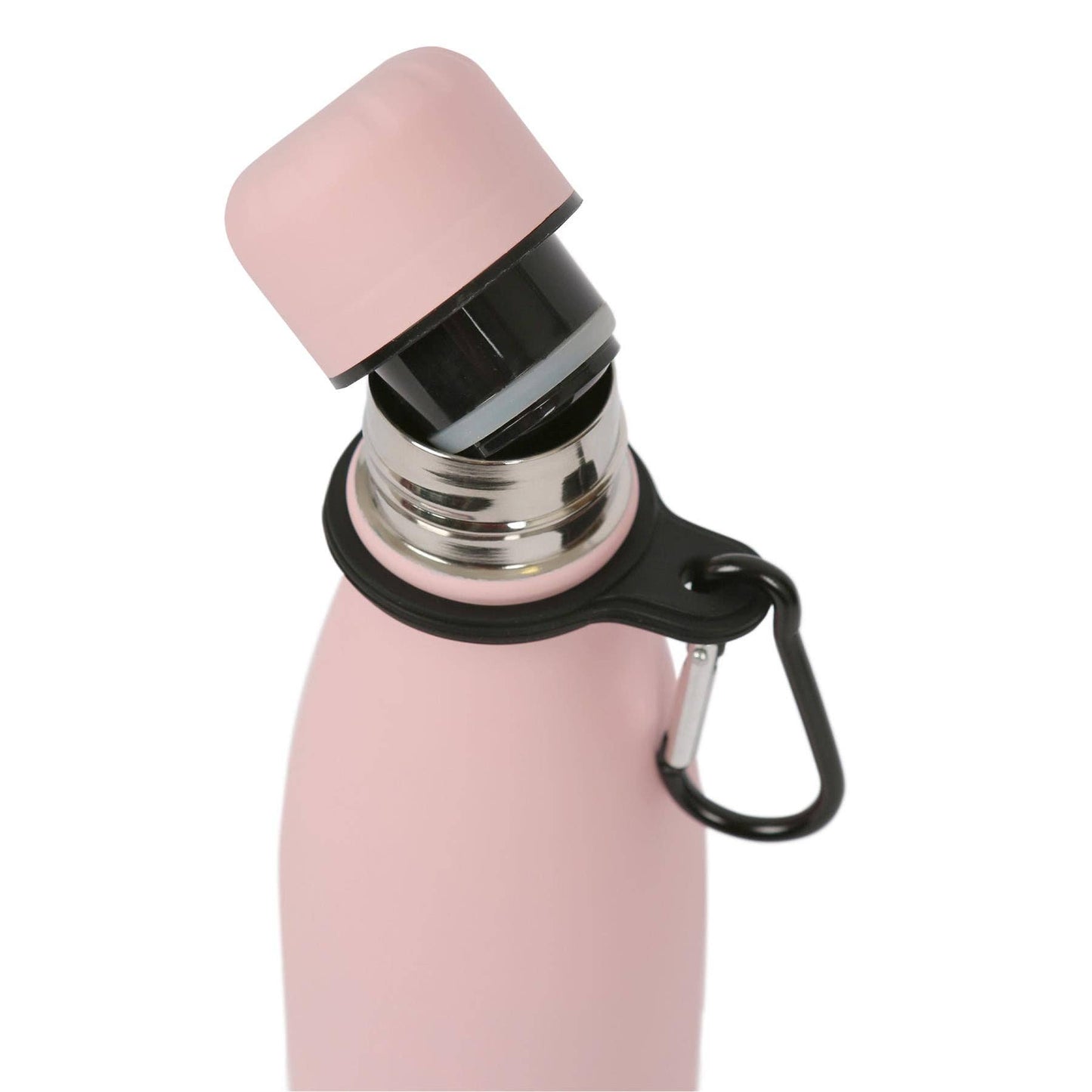 Stainless Steel Water Bottle with Carabiner Clip - 500ml: Matt White