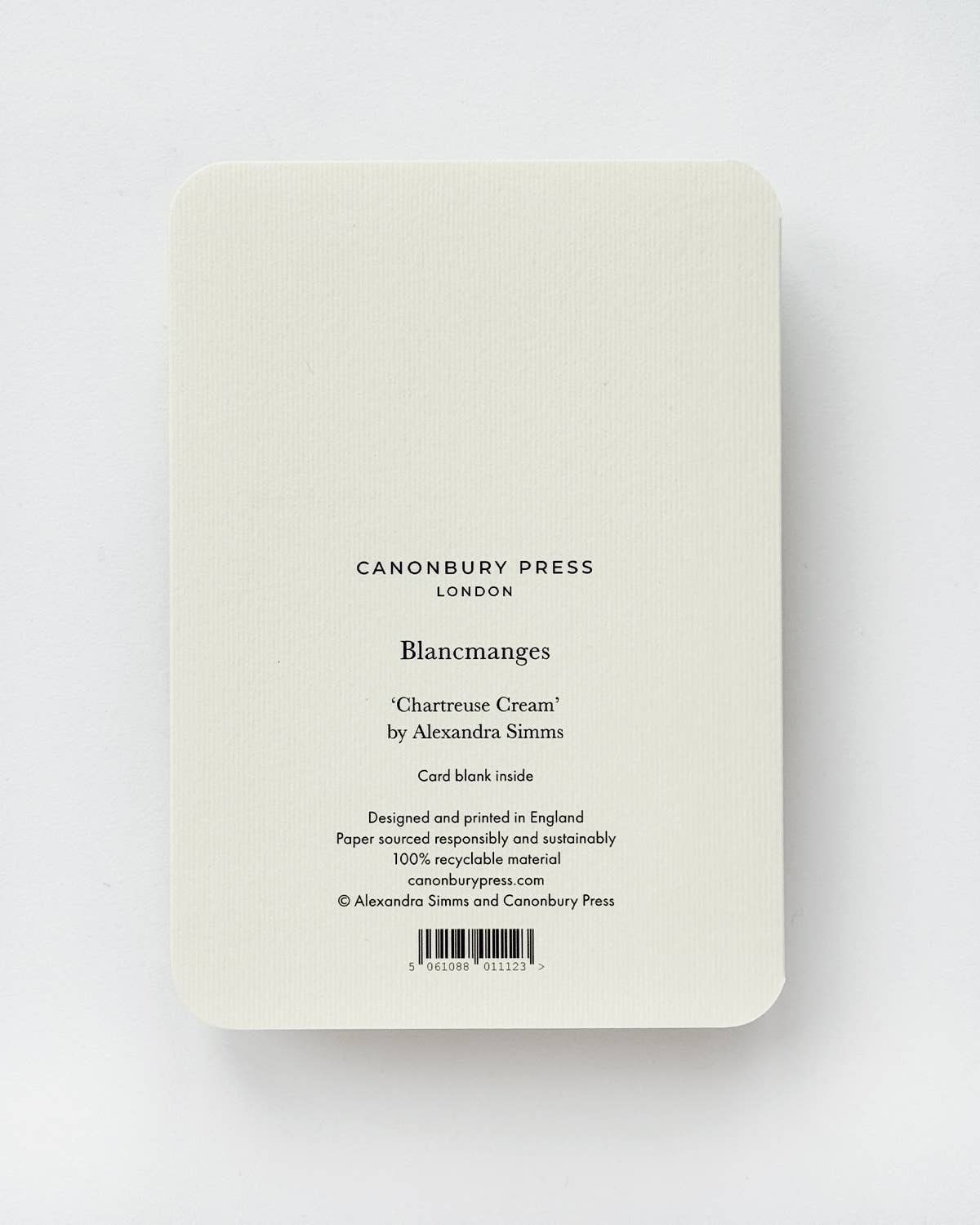 Chartreuse Cream Blancmange Greeting Card: Individual