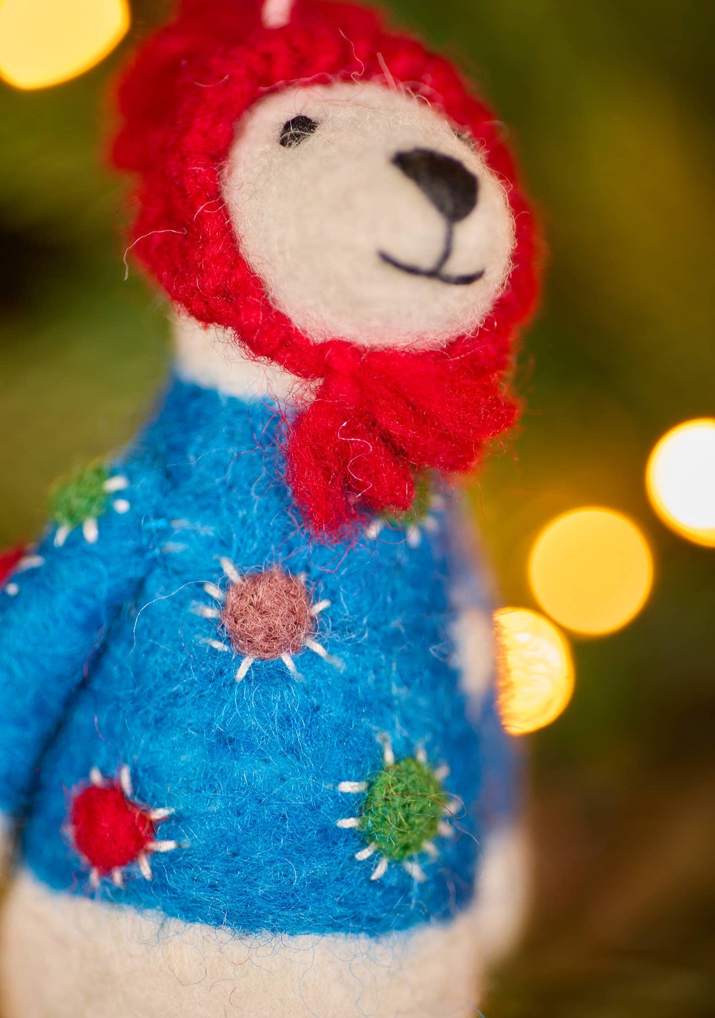 Embroidered Felt Skating Bear Decoration