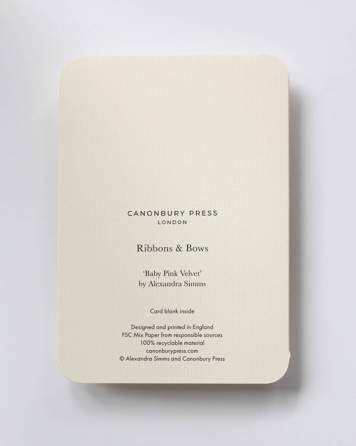 Baby Pink Velvet Bow Greeting Card: Individual