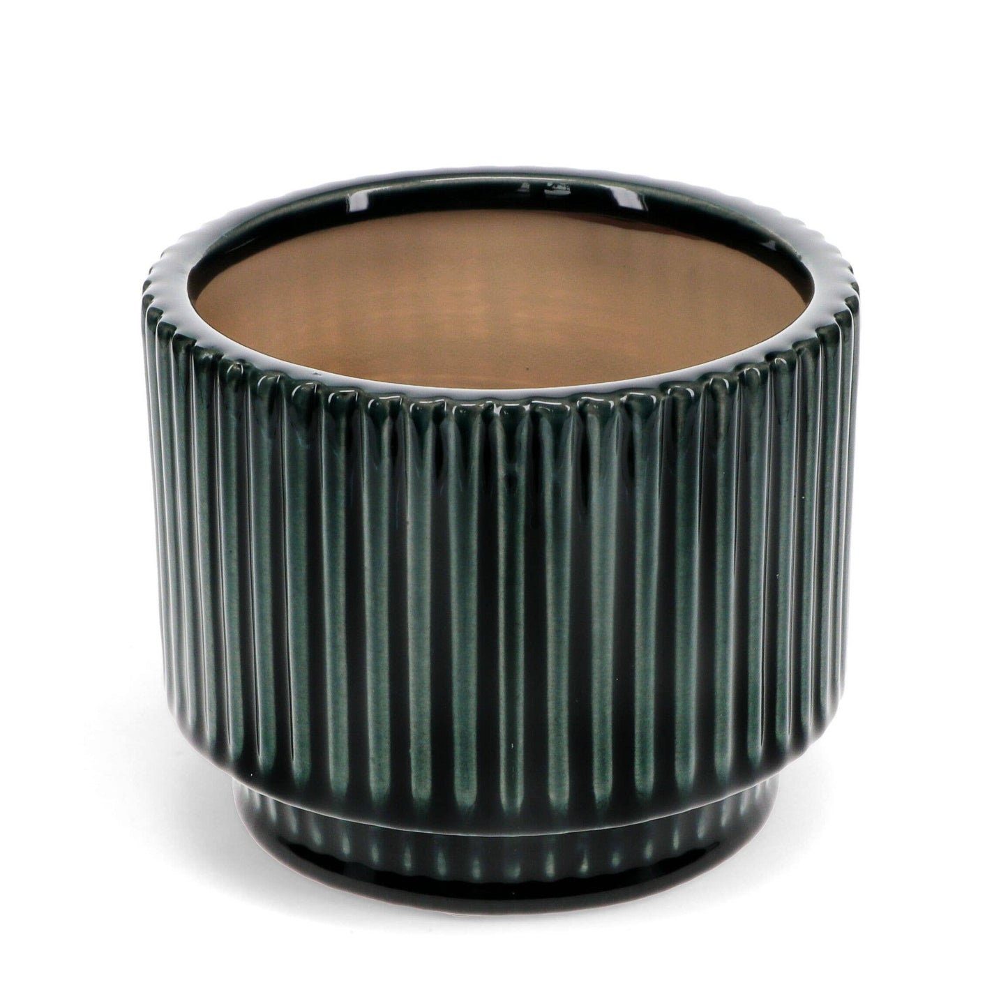 Ridged Plant Pot - Dark Green
