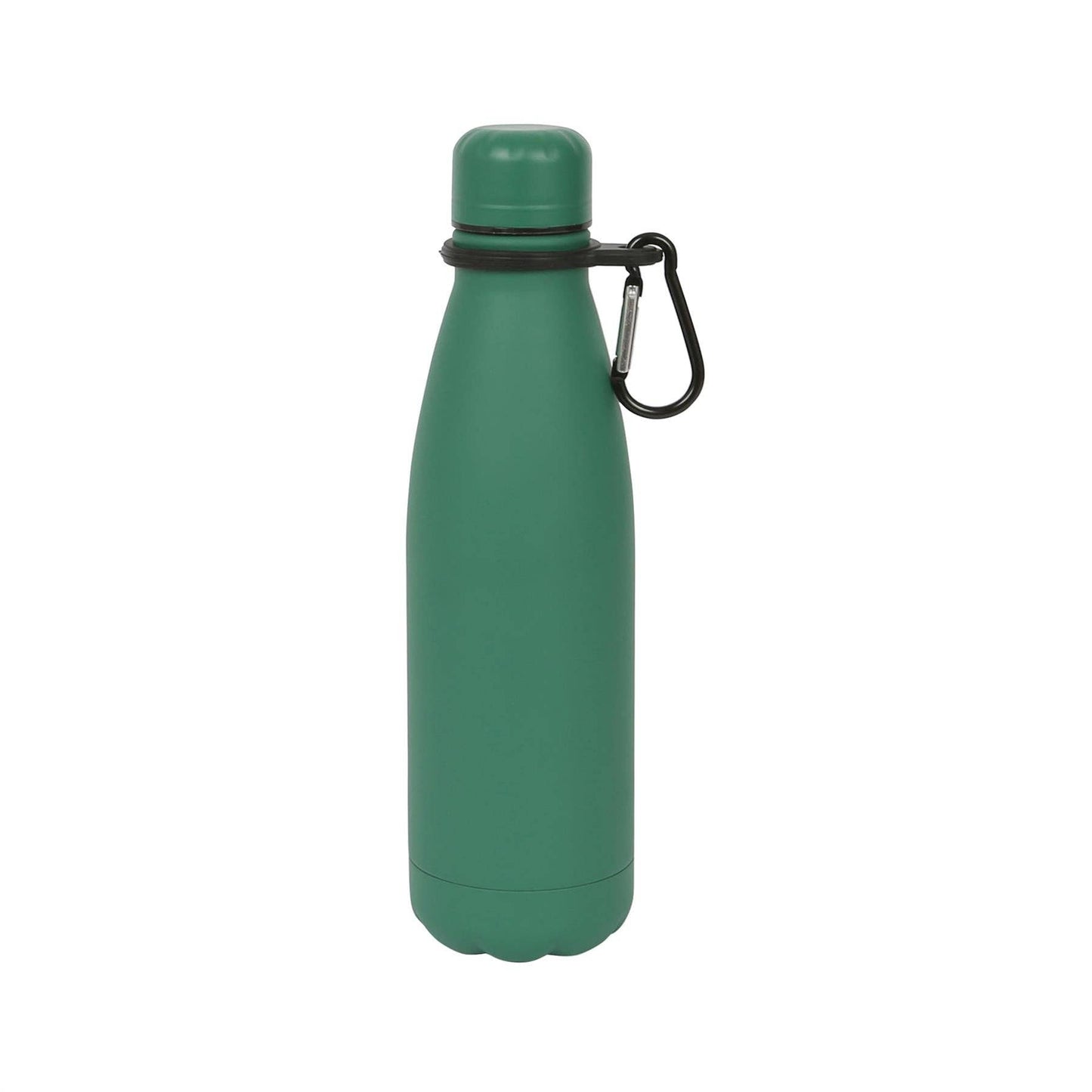 Stainless Steel Water Bottle with Carabiner Clip - 500ml: Matt White