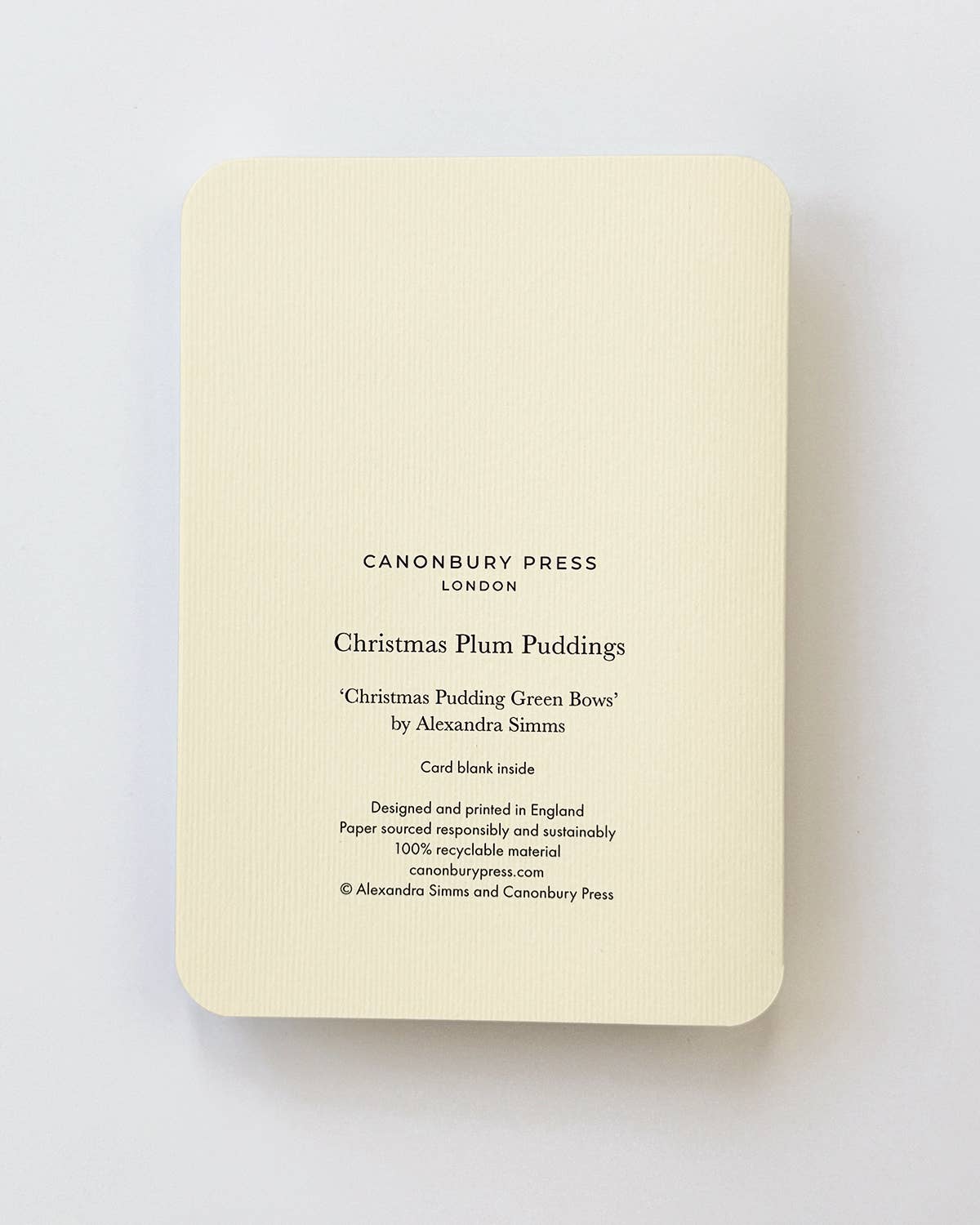 Christmas Plum Pudding Green Bows Greeting Card: Individual