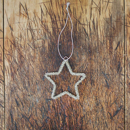 Silver Glass Beaded Star - Smallest