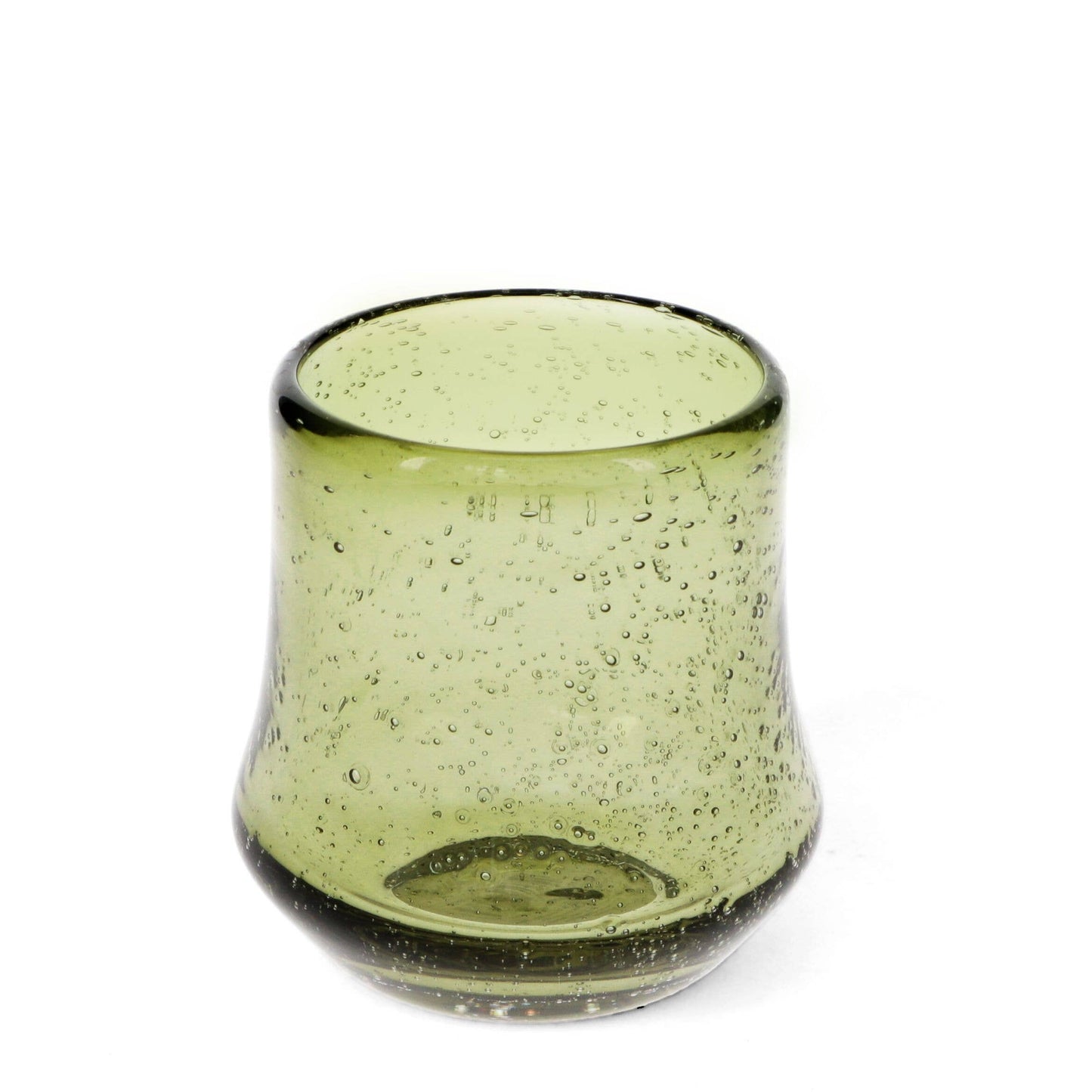 Hand Blown Bubble Glass Tumbler - Olive Green
