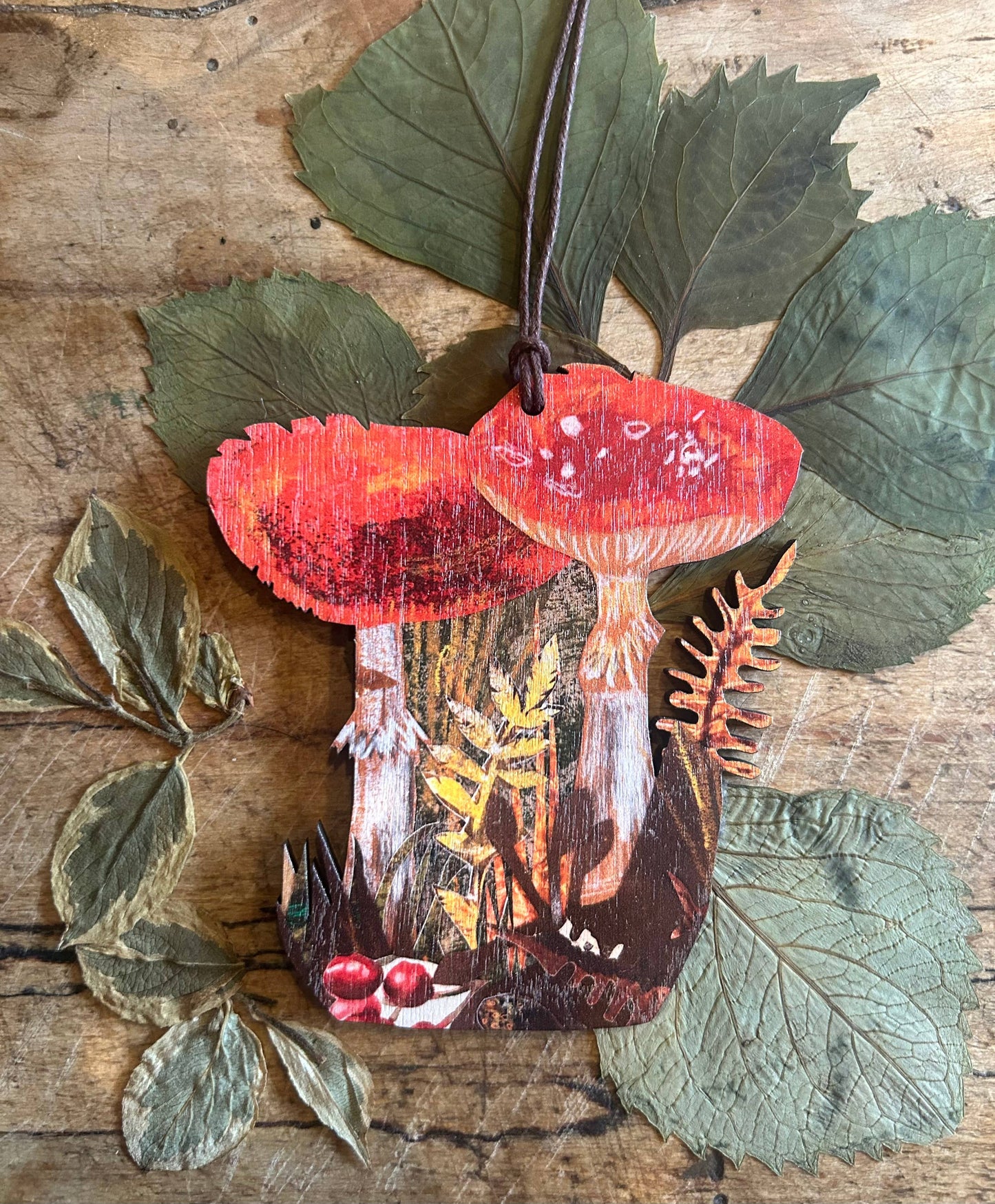 Toadstools birch plywood decoration 