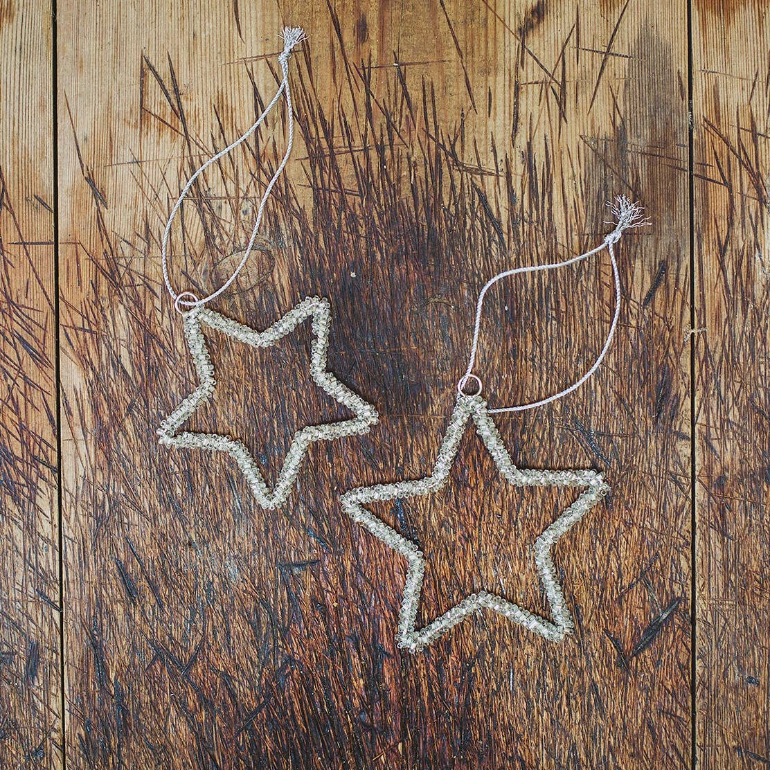 Silver Glass Beaded Star - Smallest