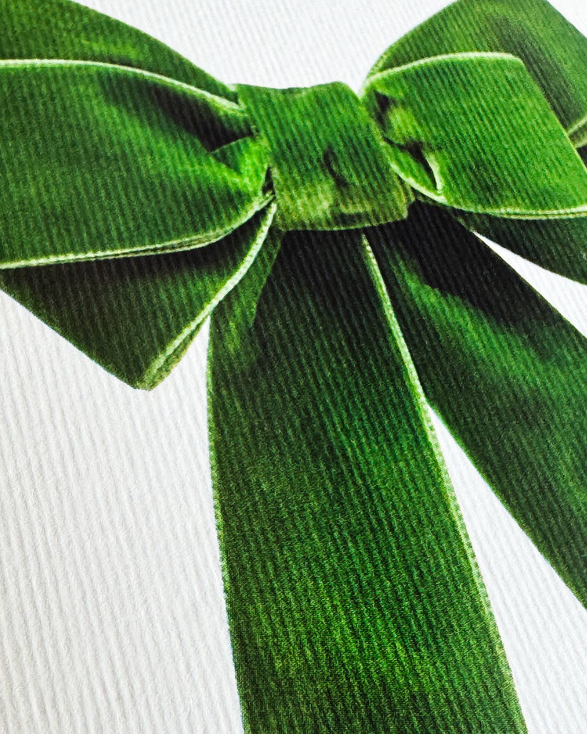 Green Velvet Bow Greeting Card: Individual