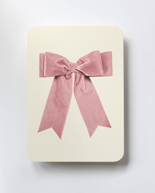Baby Pink Velvet Bow Greeting Card: Individual