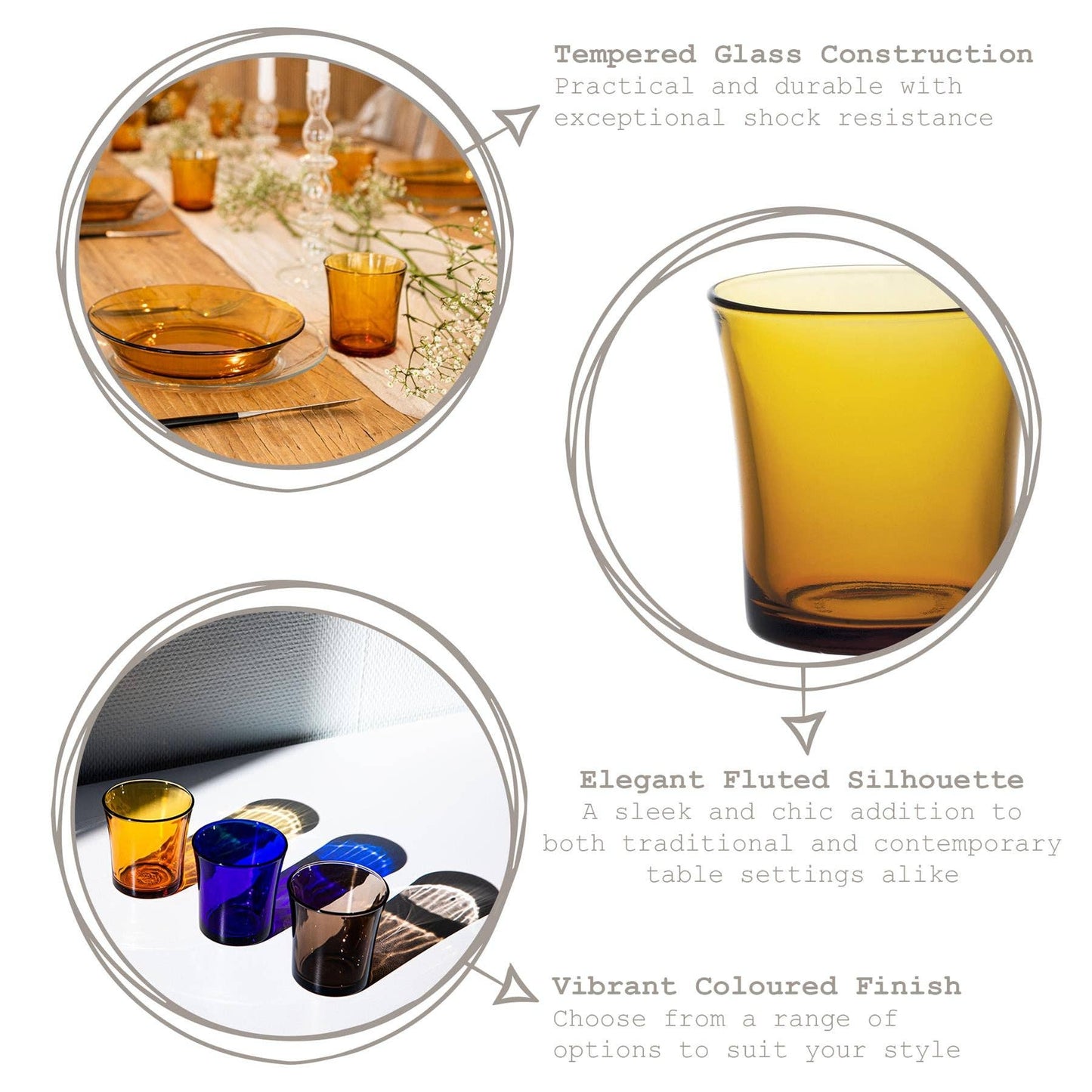 210ml Lys Tumbler Glass - By Duralex: Amber